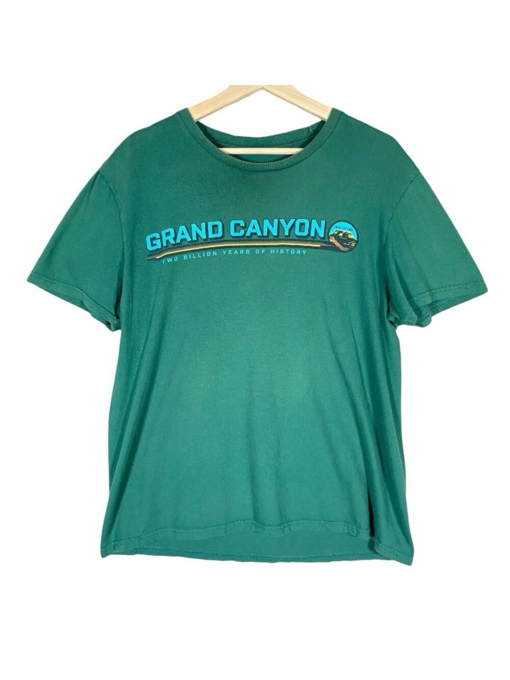 Grand Canyon National Park Shirt L Erosion Geology Rock Layers Graphic Tee Green